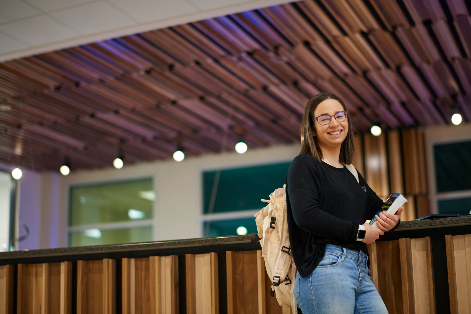 Adult student with backpack